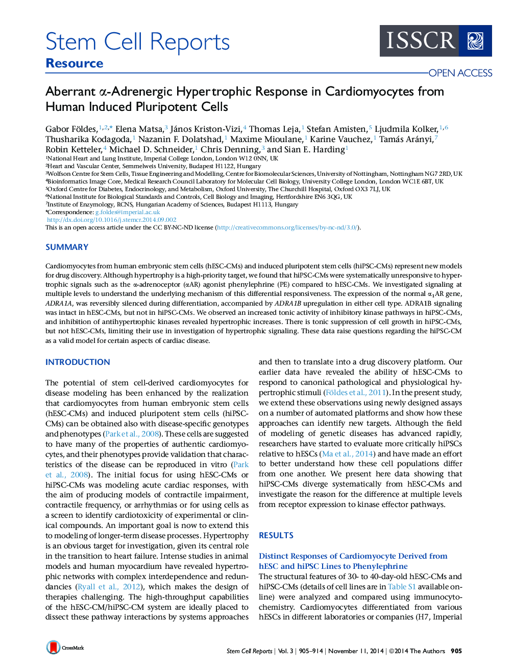 Aberrant α-Adrenergic Hypertrophic Response in Cardiomyocytes from Human Induced Pluripotent Cells 