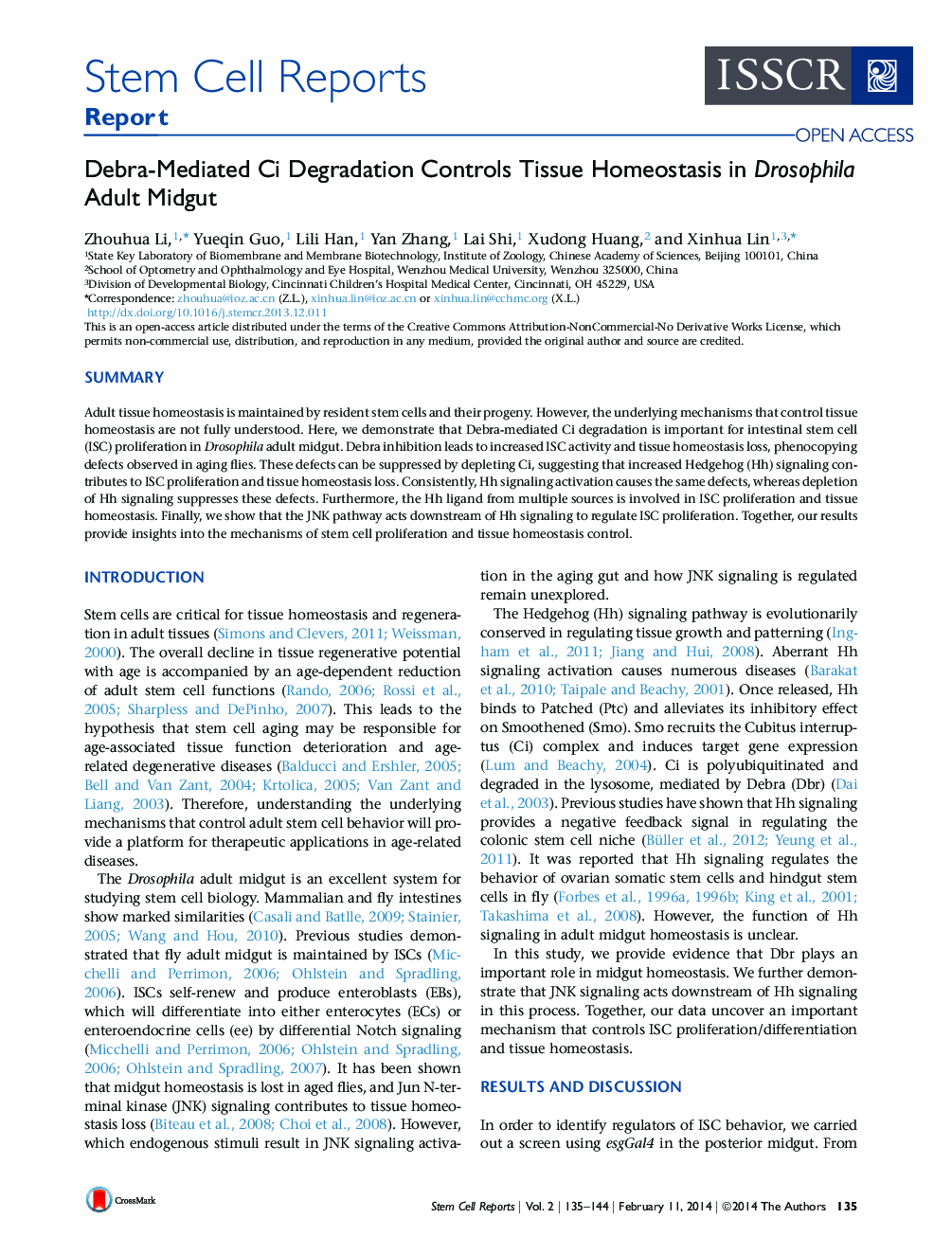 Debra-Mediated Ci Degradation Controls Tissue Homeostasis in Drosophila Adult Midgut 
