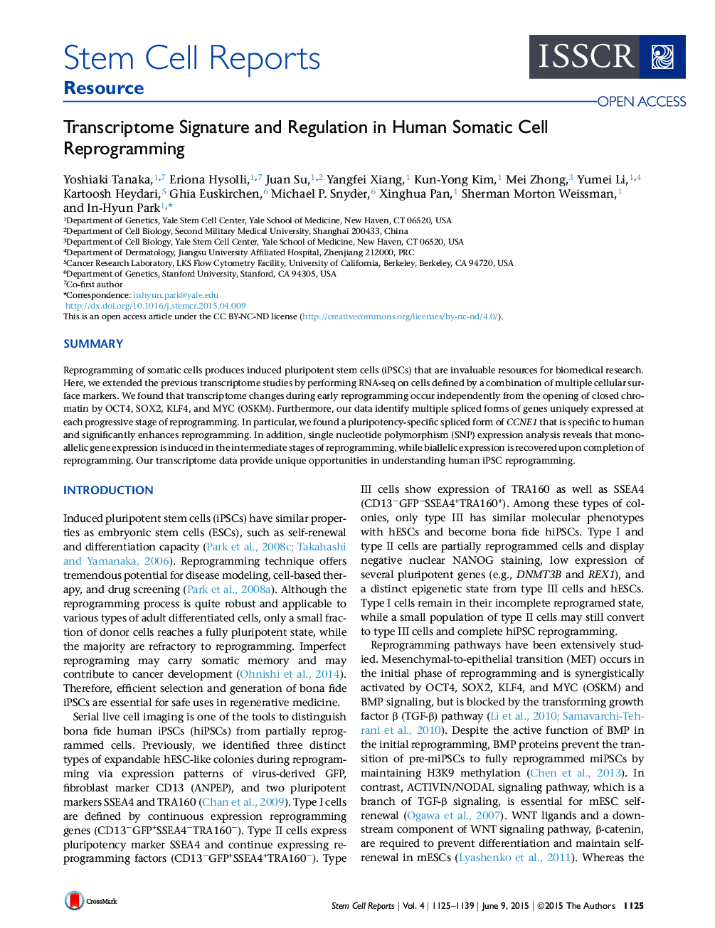 Transcriptome Signature and Regulation in Human Somatic Cell Reprogramming 