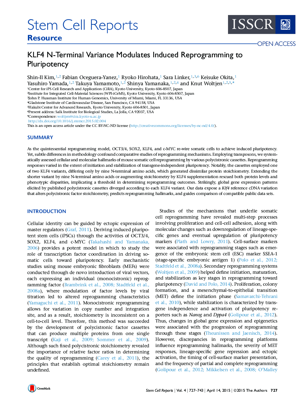 KLF4 N-Terminal Variance Modulates Induced Reprogramming to Pluripotency 