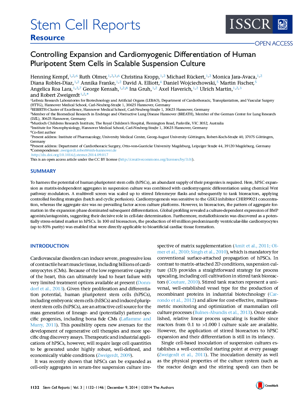 Controlling Expansion and Cardiomyogenic Differentiation of Human Pluripotent Stem Cells in Scalable Suspension Culture 