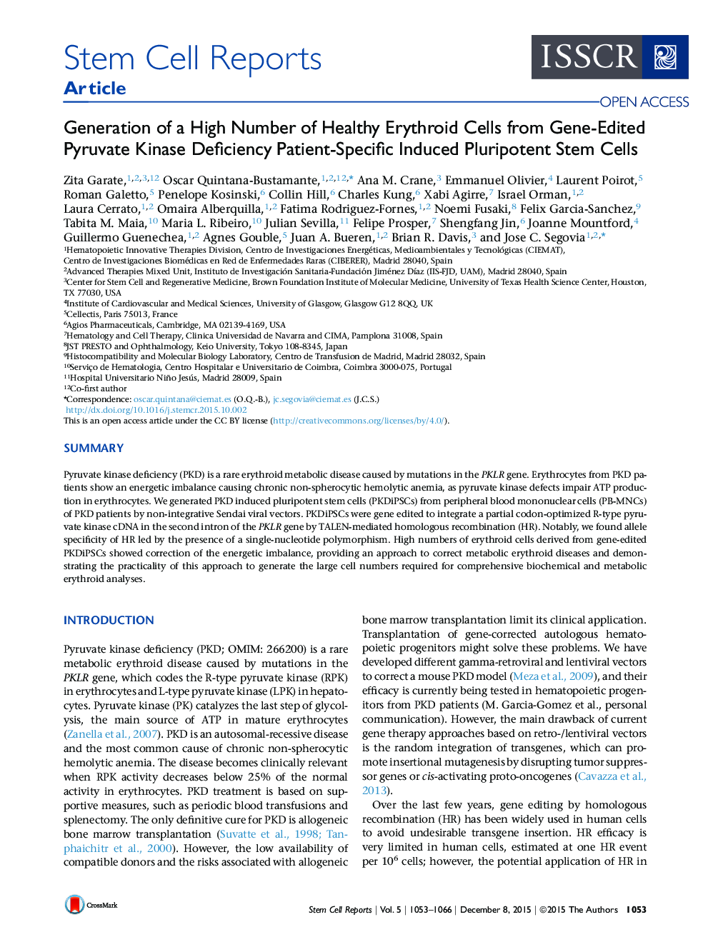 Generation of a High Number of Healthy Erythroid Cells from Gene-Edited Pyruvate Kinase Deficiency Patient-Specific Induced Pluripotent Stem Cells 