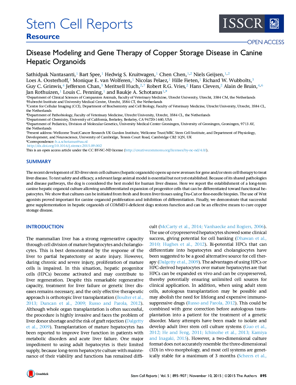 Disease Modeling and Gene Therapy of Copper Storage Disease in Canine Hepatic Organoids 