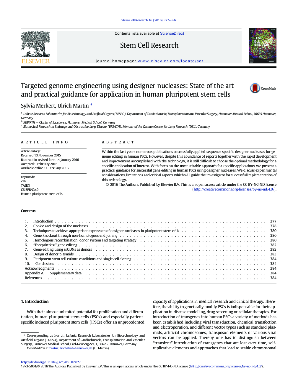 Targeted genome engineering using designer nucleases: State of the art and practical guidance for application in human pluripotent stem cells