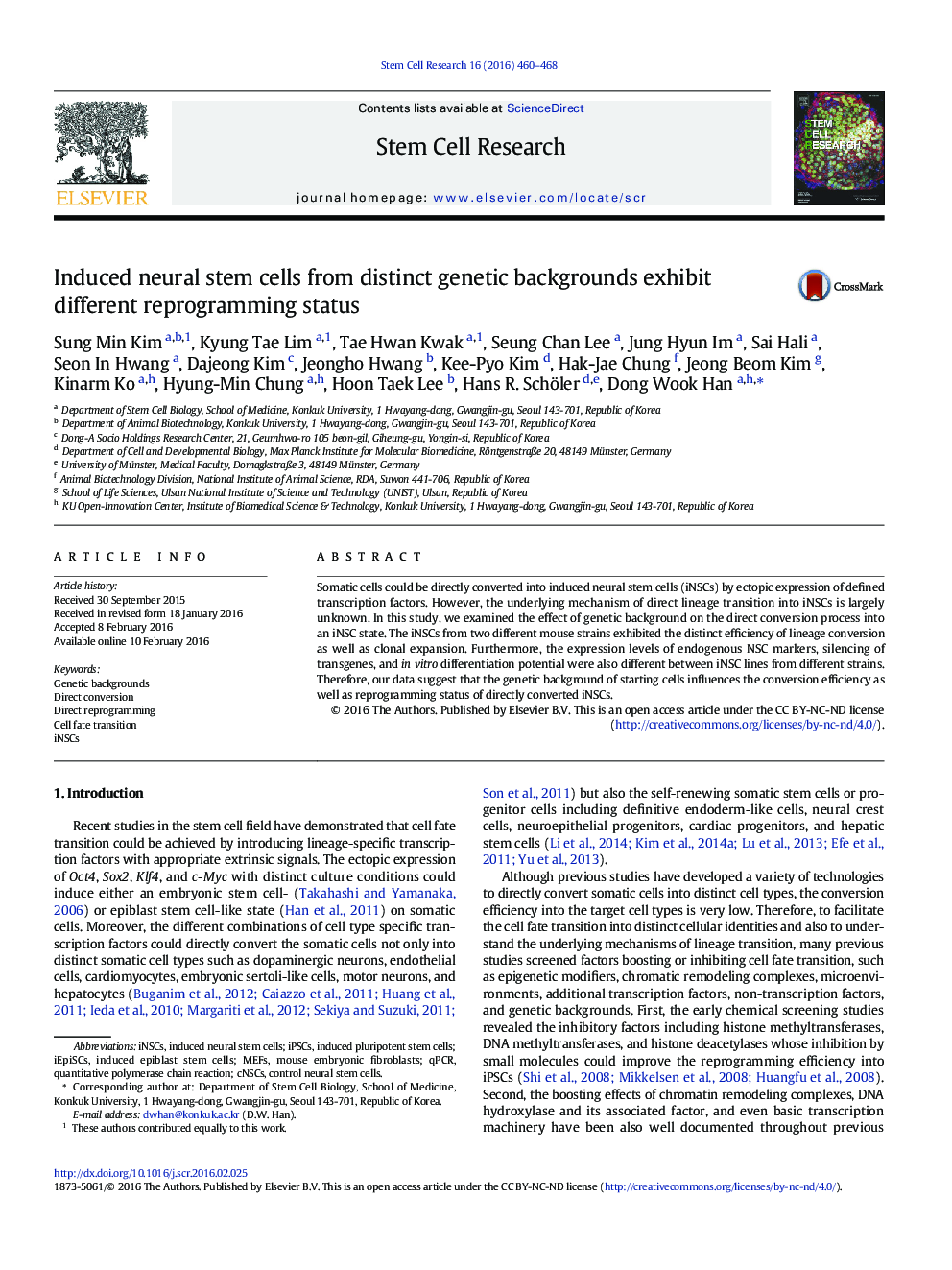 Induced neural stem cells from distinct genetic backgrounds exhibit different reprogramming status