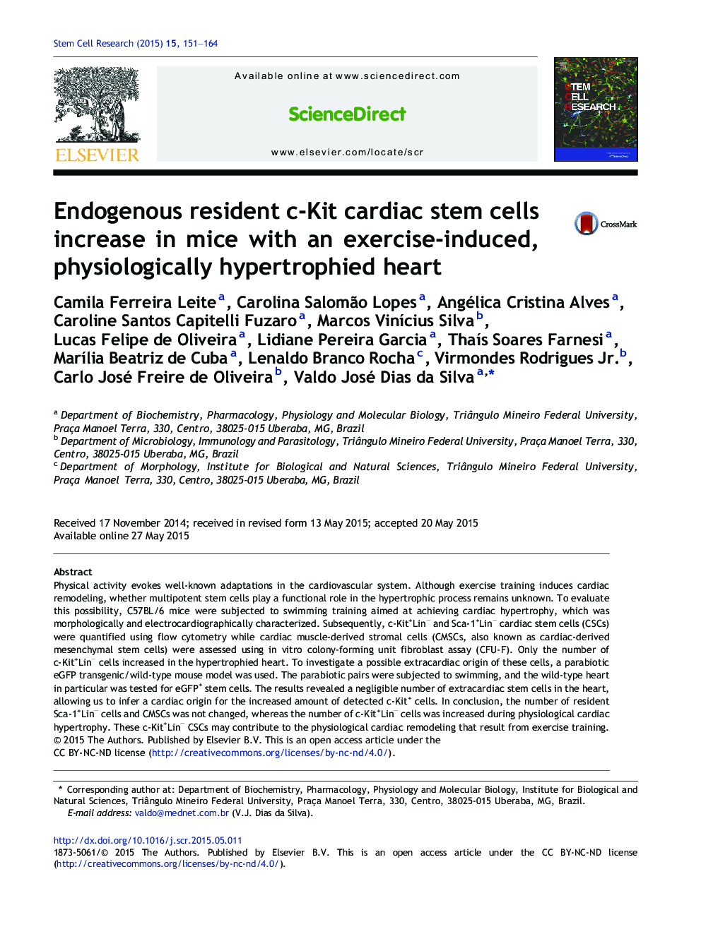 Endogenous resident c-Kit cardiac stem cells increase in mice with an exercise-induced, physiologically hypertrophied heart