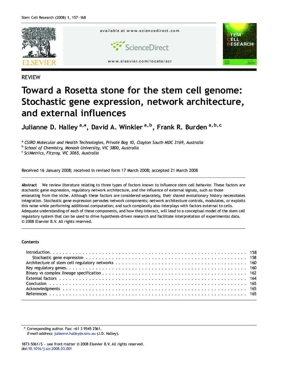 Toward a Rosetta stone for the stem cell genome: Stochastic gene expression, network architecture, and external influences