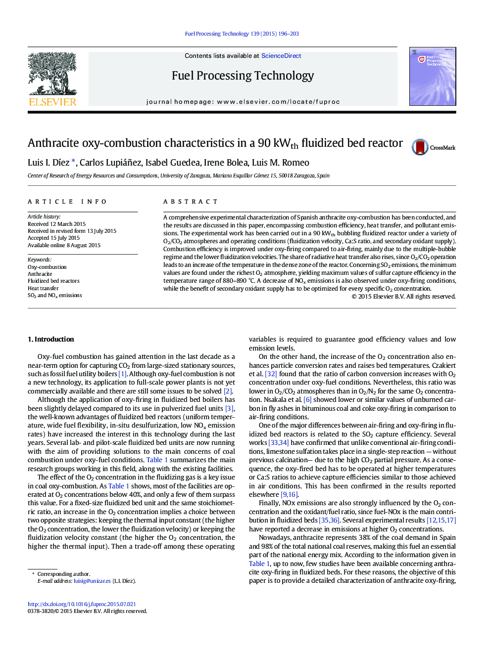 Anthracite oxy-combustion characteristics in a 90 kWth fluidized bed reactor