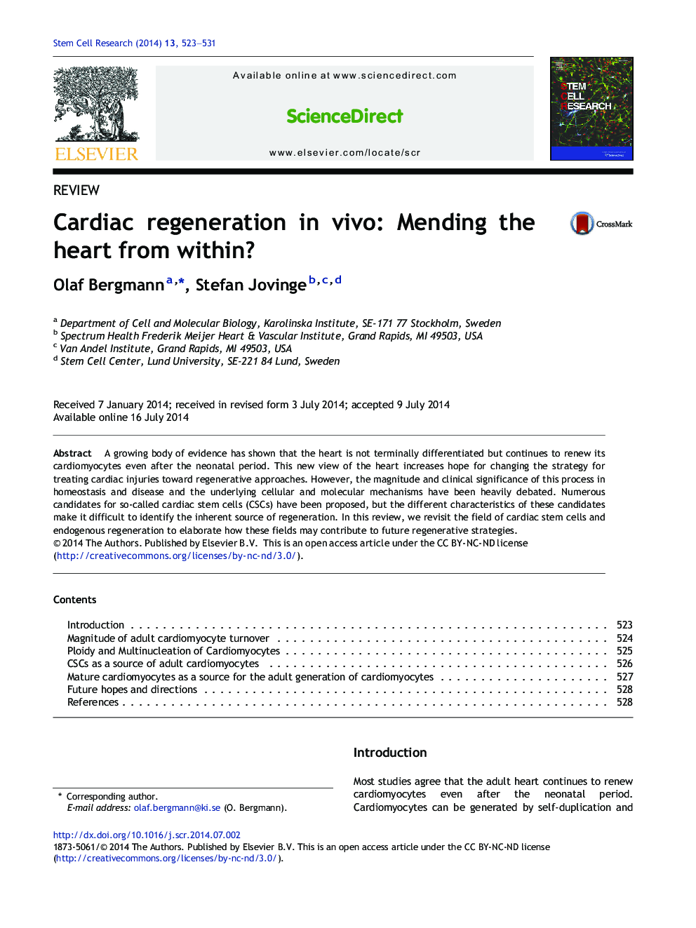 Cardiac regeneration in vivo: Mending the heart from within?