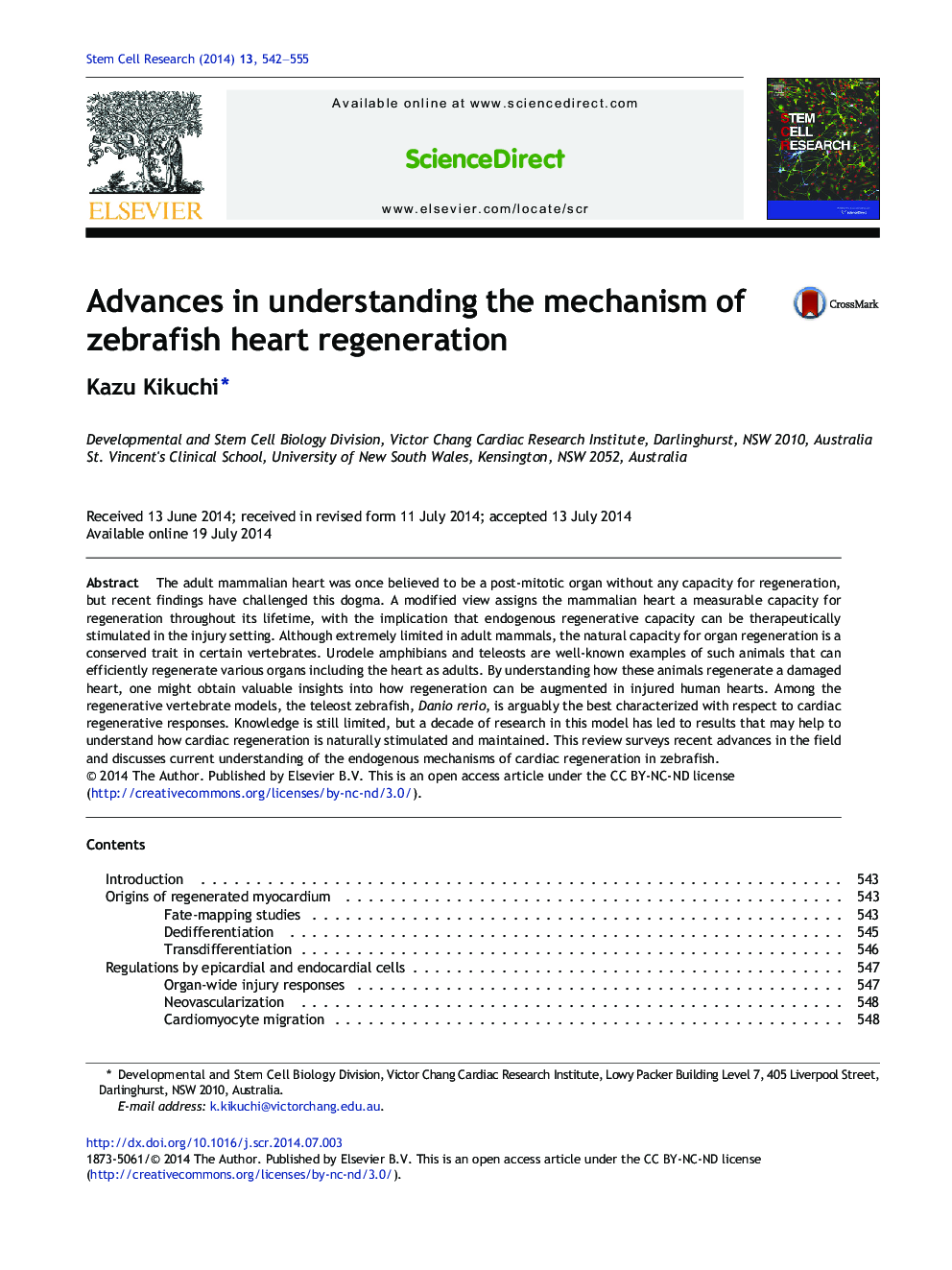 Advances in understanding the mechanism of zebrafish heart regeneration