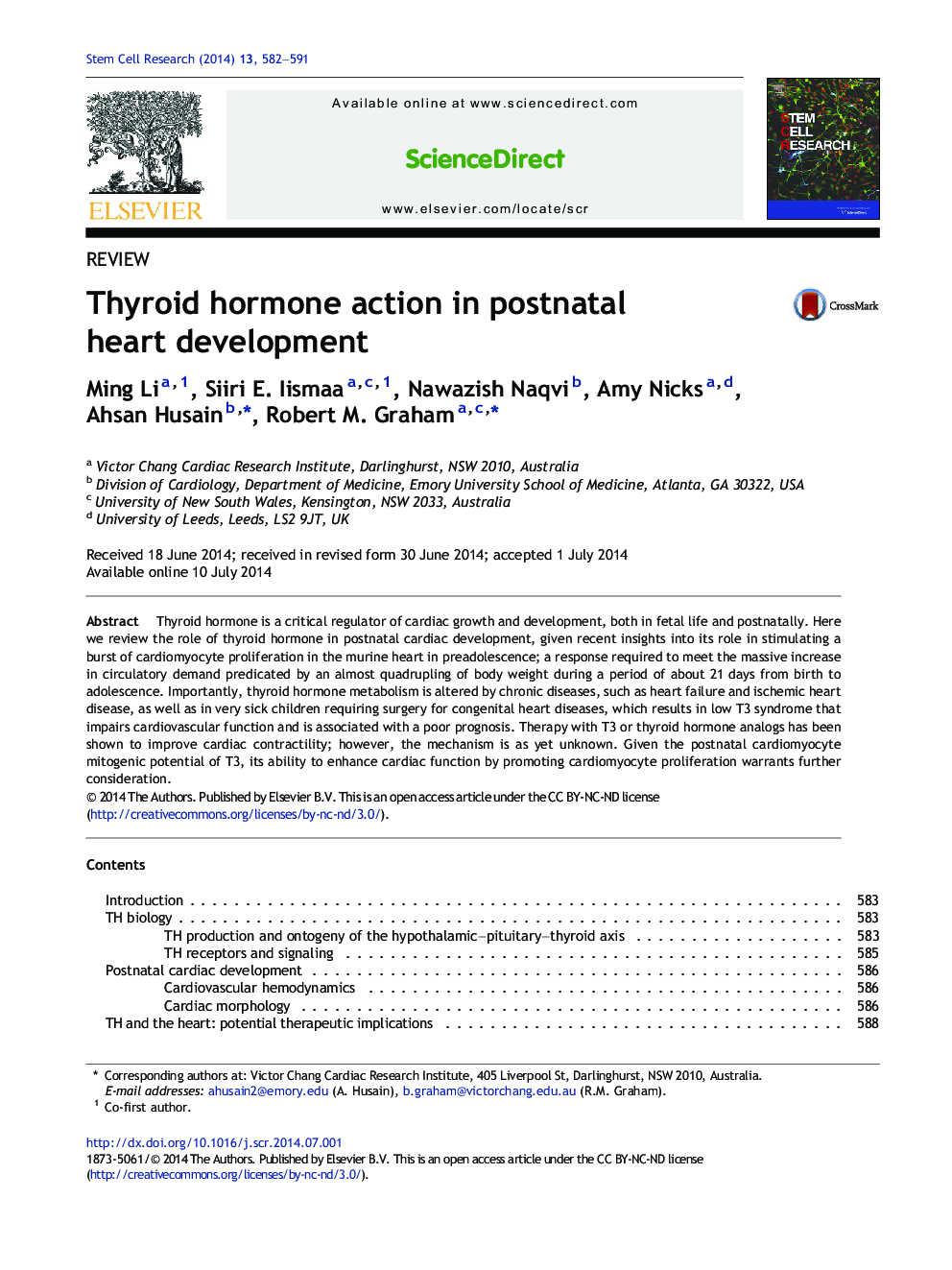 Thyroid hormone action in postnatal heart development