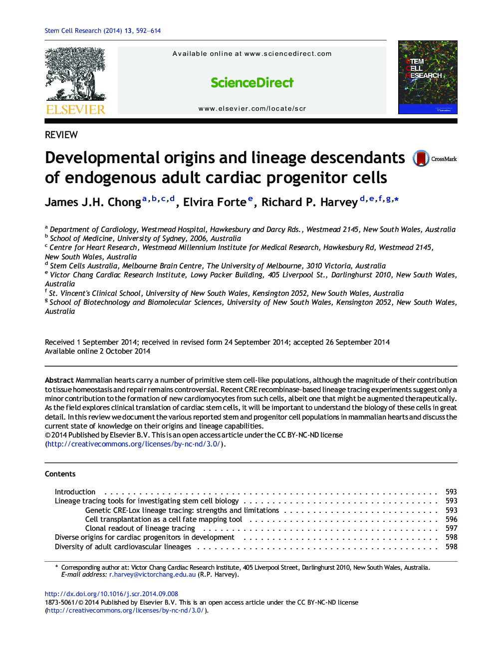 Developmental origins and lineage descendants of endogenous adult cardiac progenitor cells