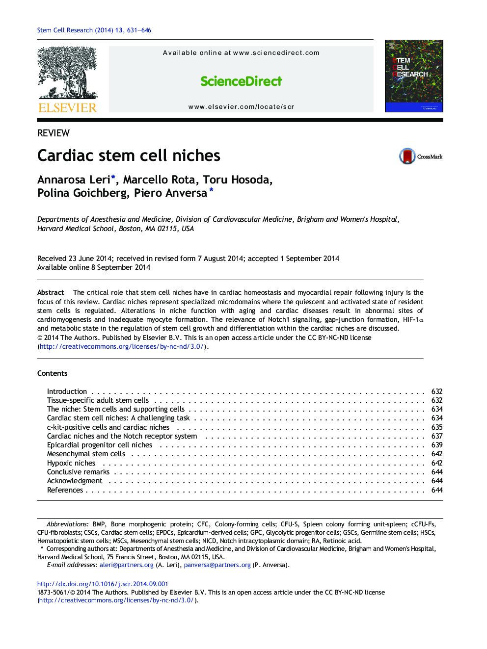 Cardiac stem cell niches