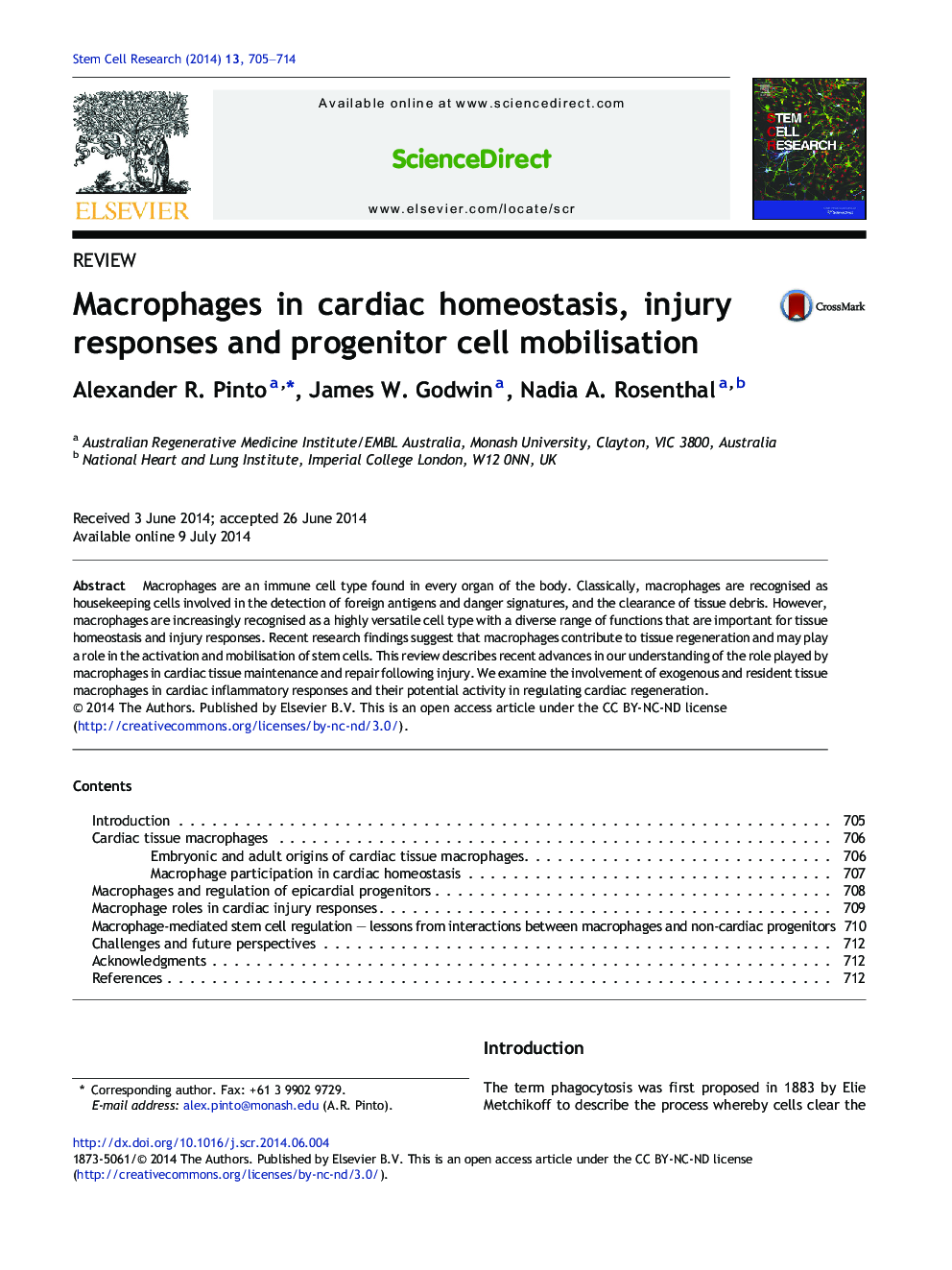 Macrophages in cardiac homeostasis, injury responses and progenitor cell mobilisation