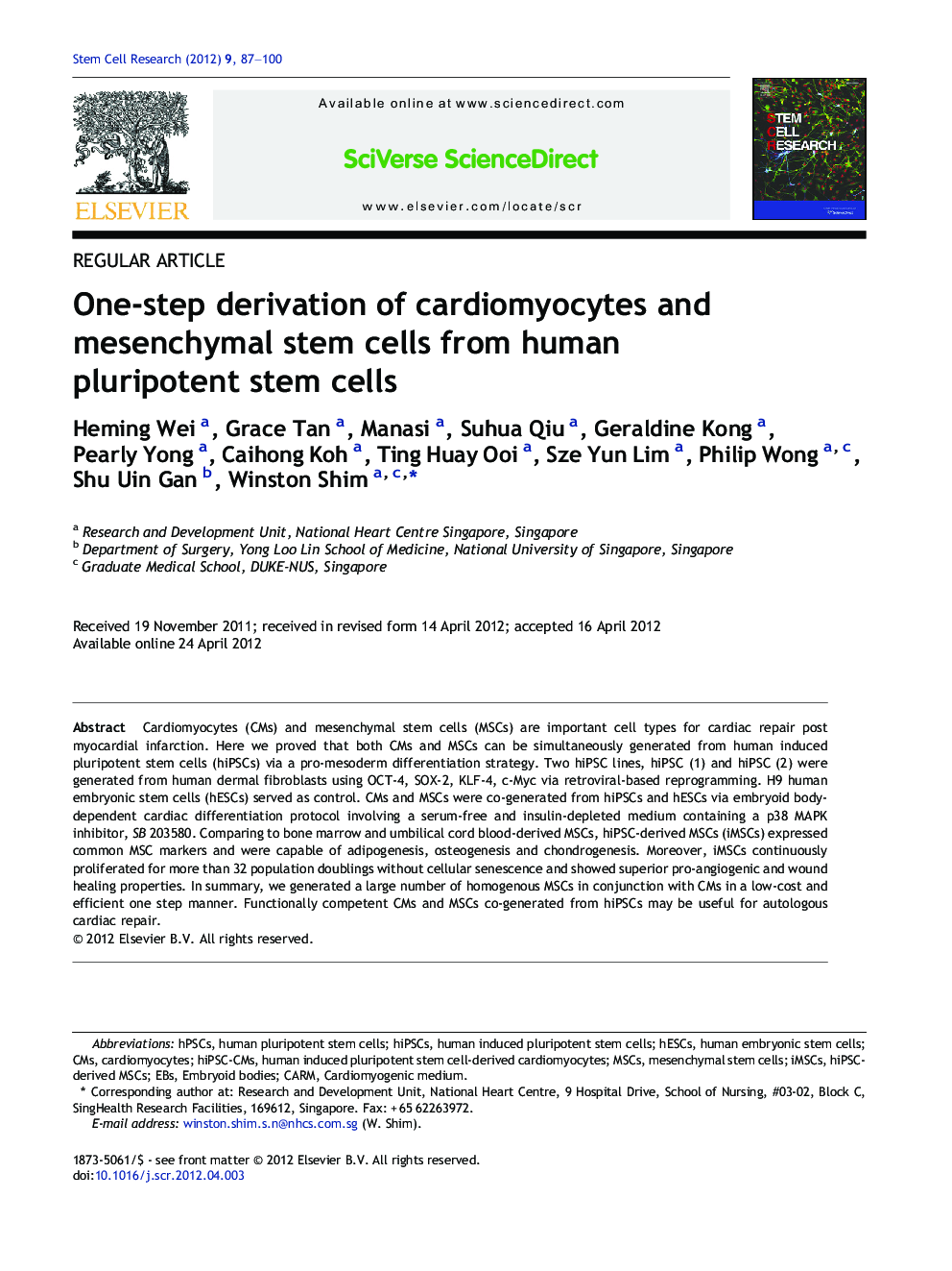One-step derivation of cardiomyocytes and mesenchymal stem cells from human pluripotent stem cells