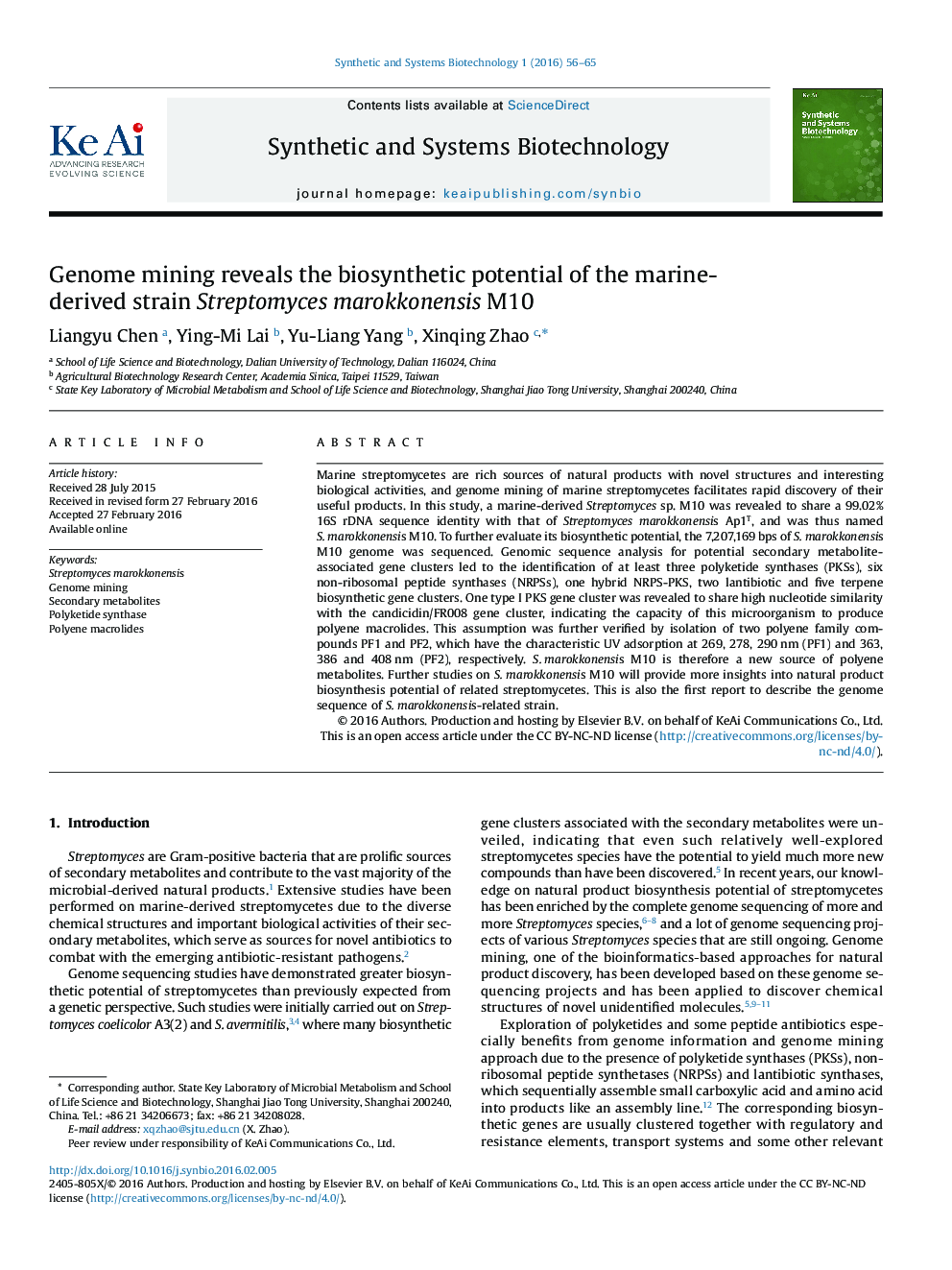 Genome mining reveals the biosynthetic potential of the marine-derived strain Streptomyces marokkonensis M10 