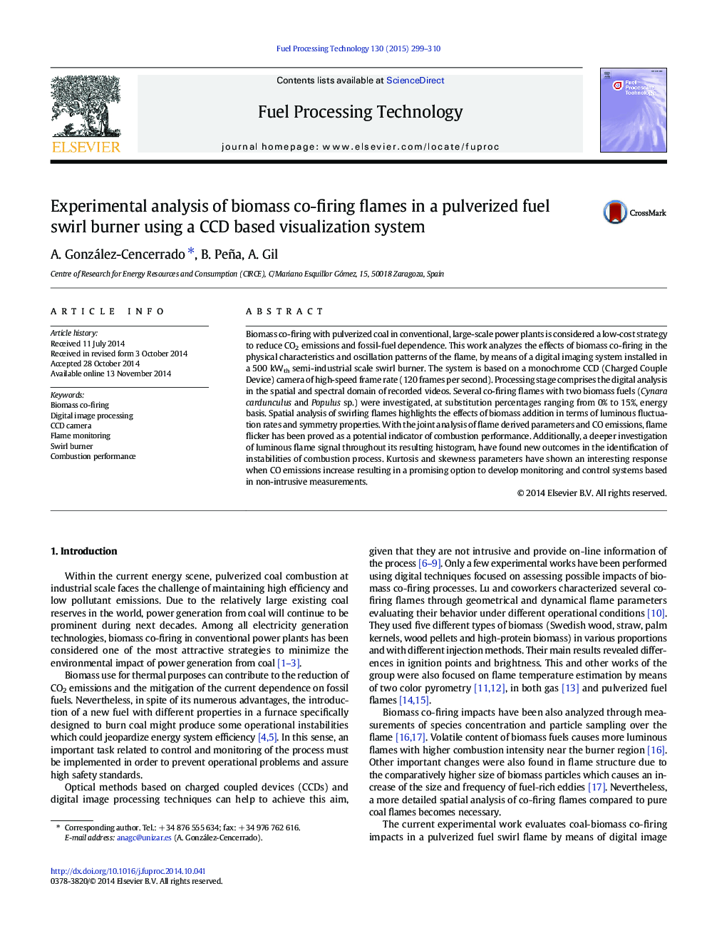 Experimental analysis of biomass co-firing flames in a pulverized fuel swirl burner using a CCD based visualization system