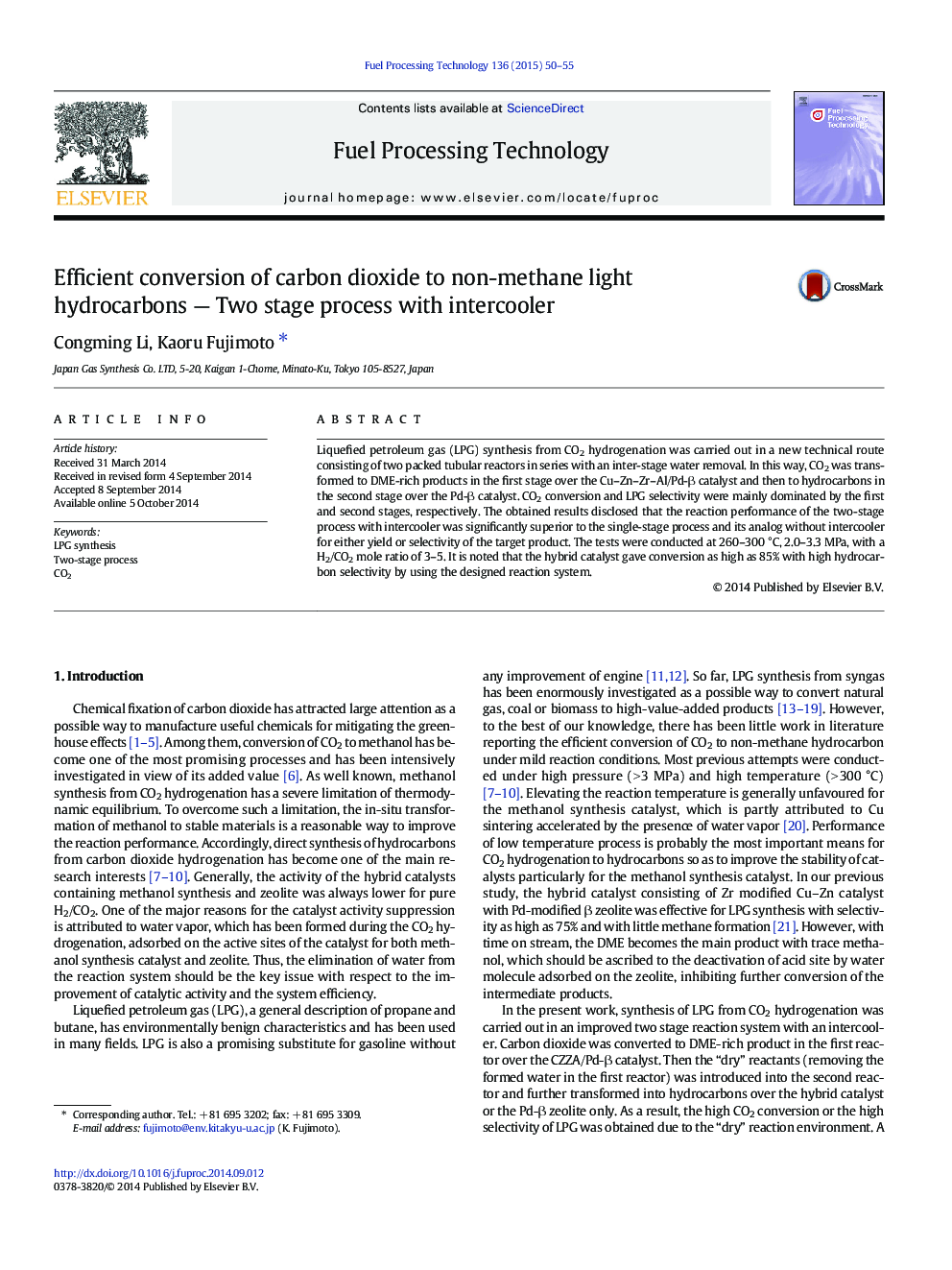 Efficient conversion of carbon dioxide to non-methane light hydrocarbons — Two stage process with intercooler