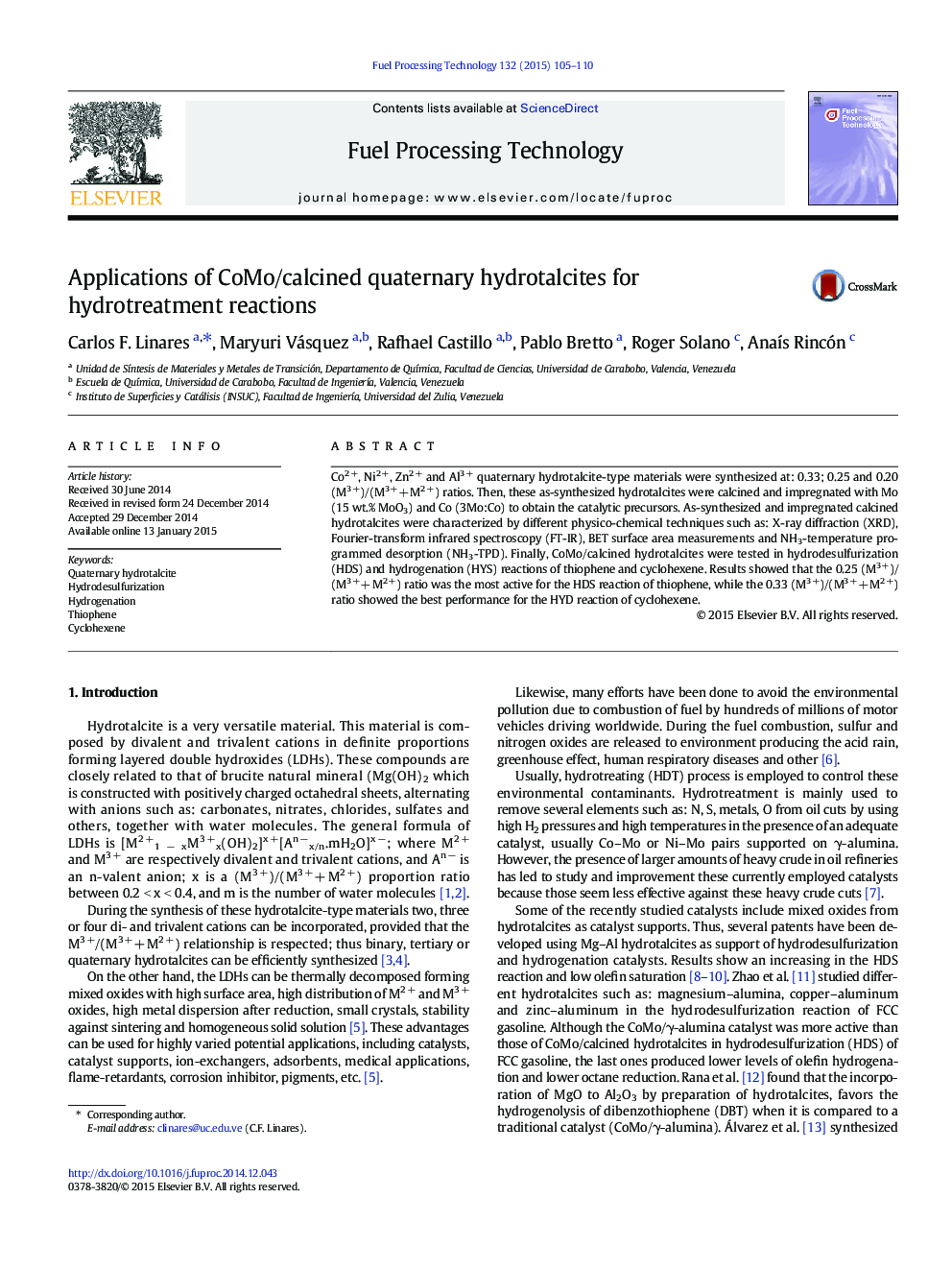 Applications of CoMo/calcined quaternary hydrotalcites for hydrotreatment reactions