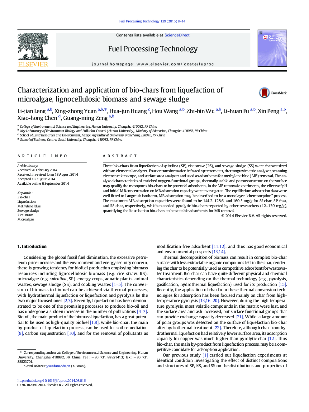 Characterization and application of bio-chars from liquefaction of microalgae, lignocellulosic biomass and sewage sludge