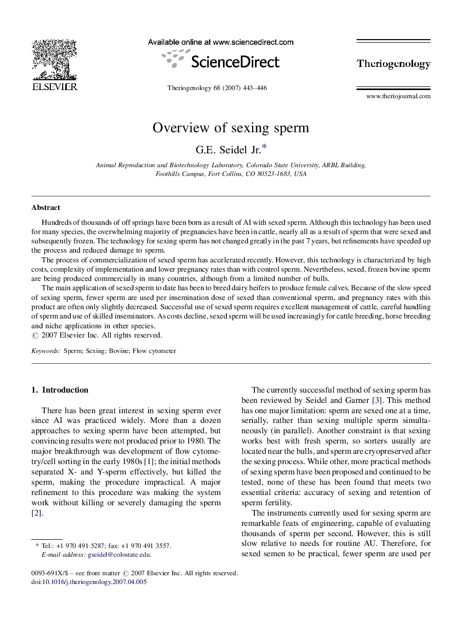 Overview of sexing sperm