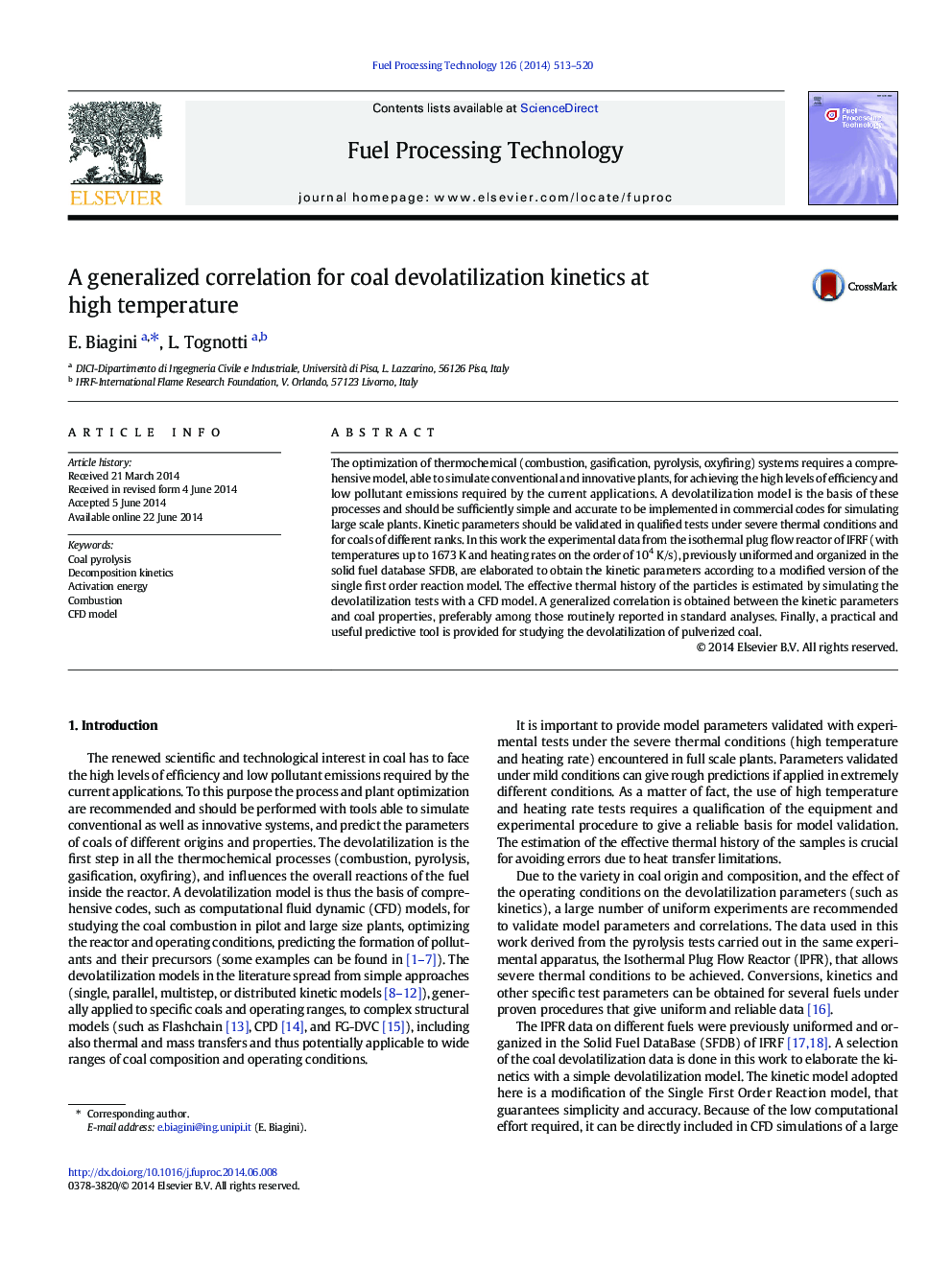 A generalized correlation for coal devolatilization kinetics at high temperature