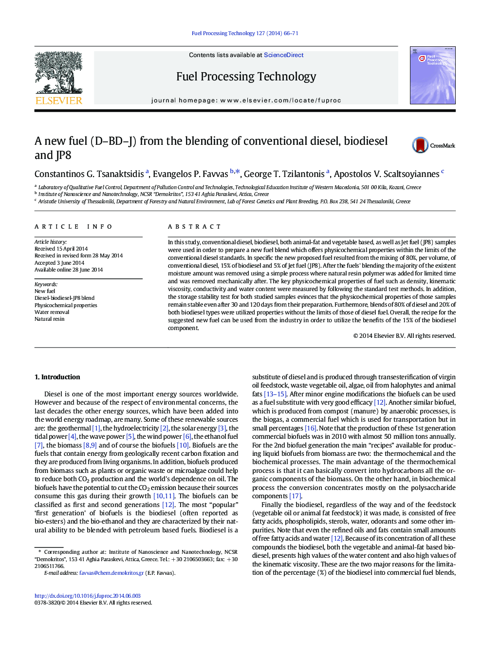 A new fuel (D–BD–J) from the blending of conventional diesel, biodiesel and JP8