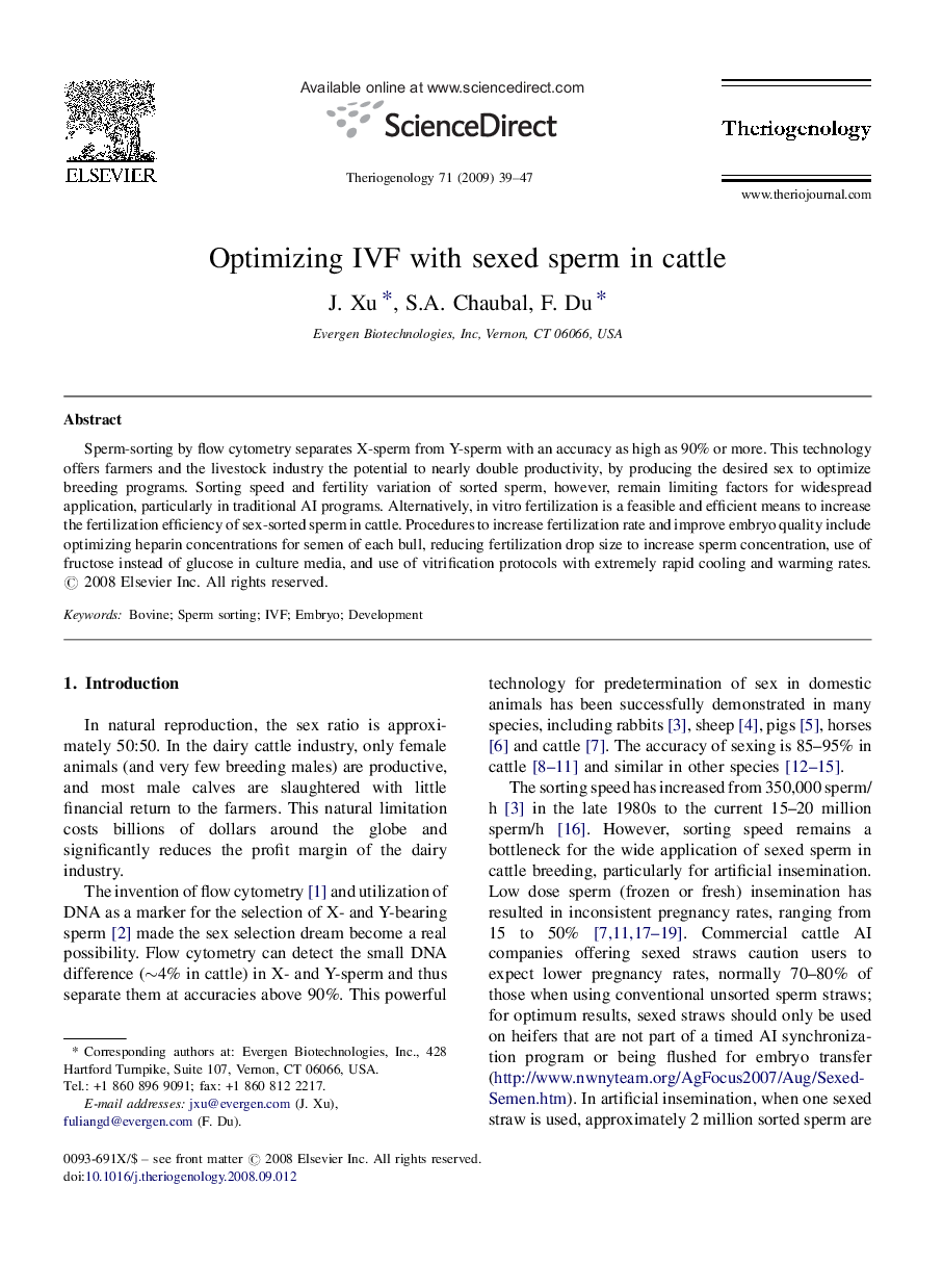 Optimizing IVF with sexed sperm in cattle