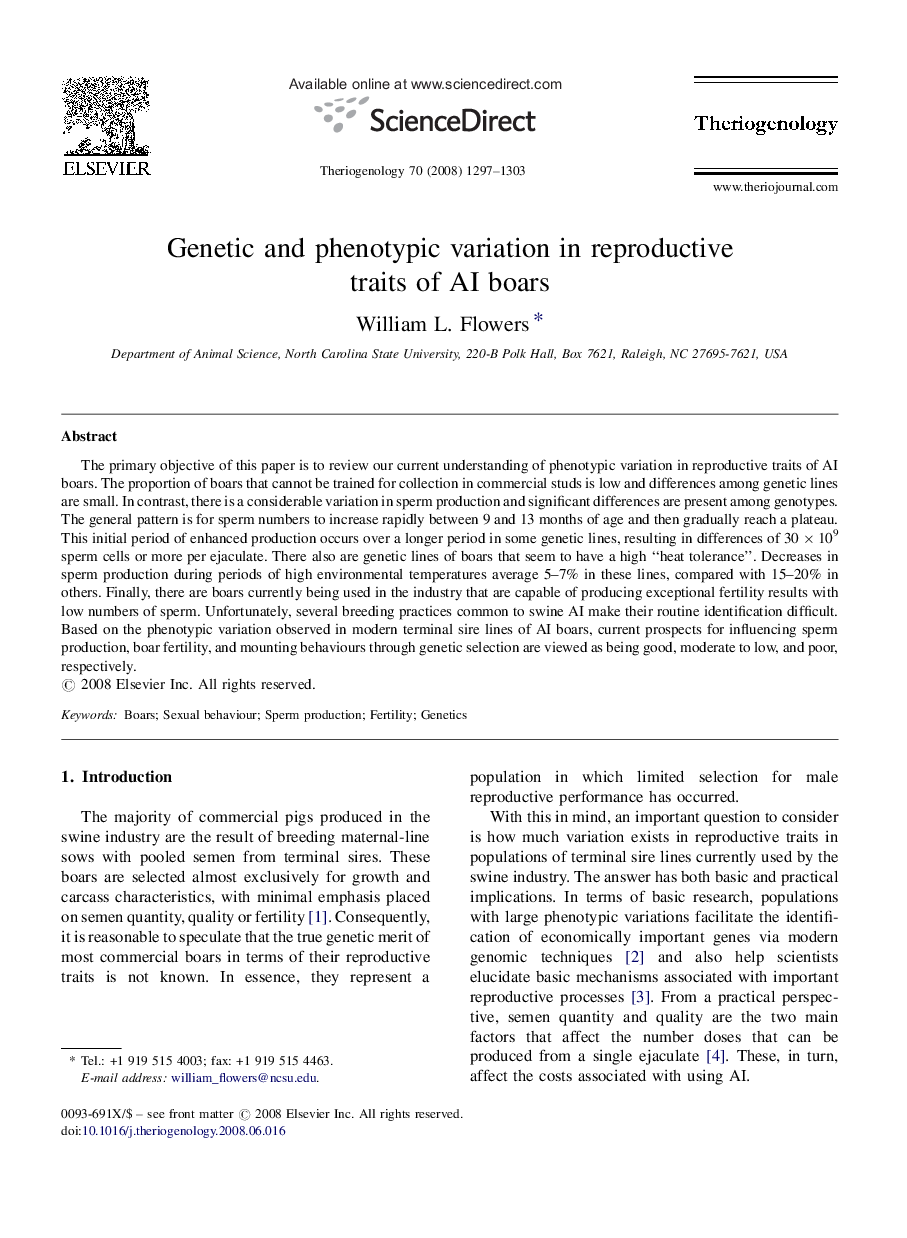 Genetic and phenotypic variation in reproductive traits of AI boars