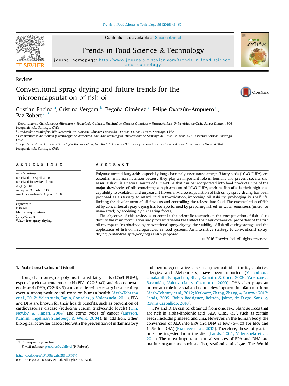 Conventional spray-drying and future trends for the microencapsulation of fish oil