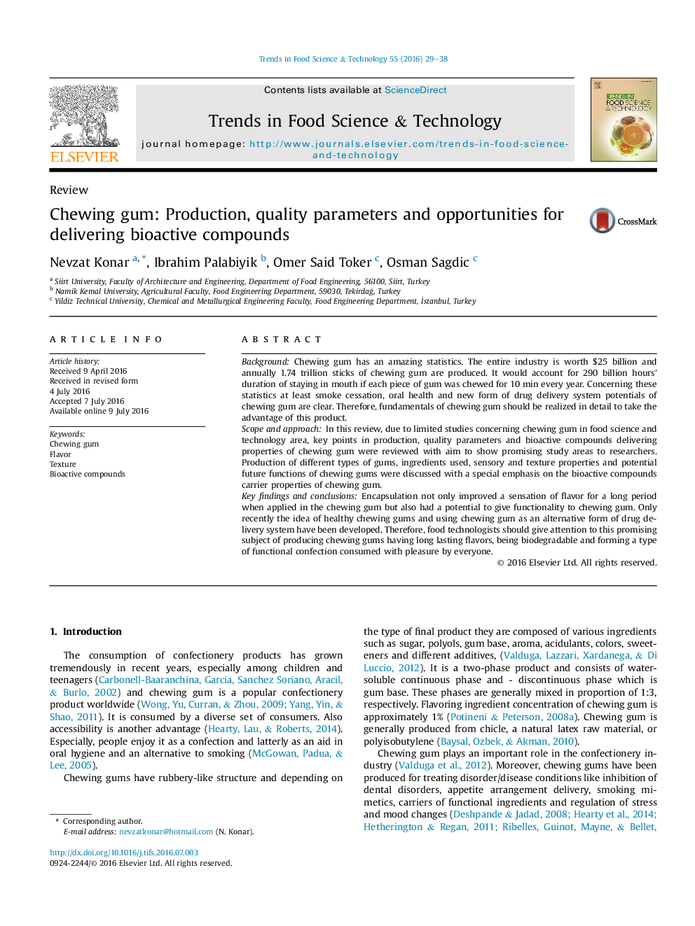 Chewing gum: Production, quality parameters and opportunities for delivering bioactive compounds