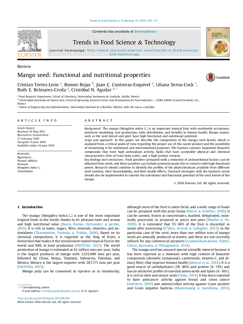 Mango seed: Functional and nutritional properties