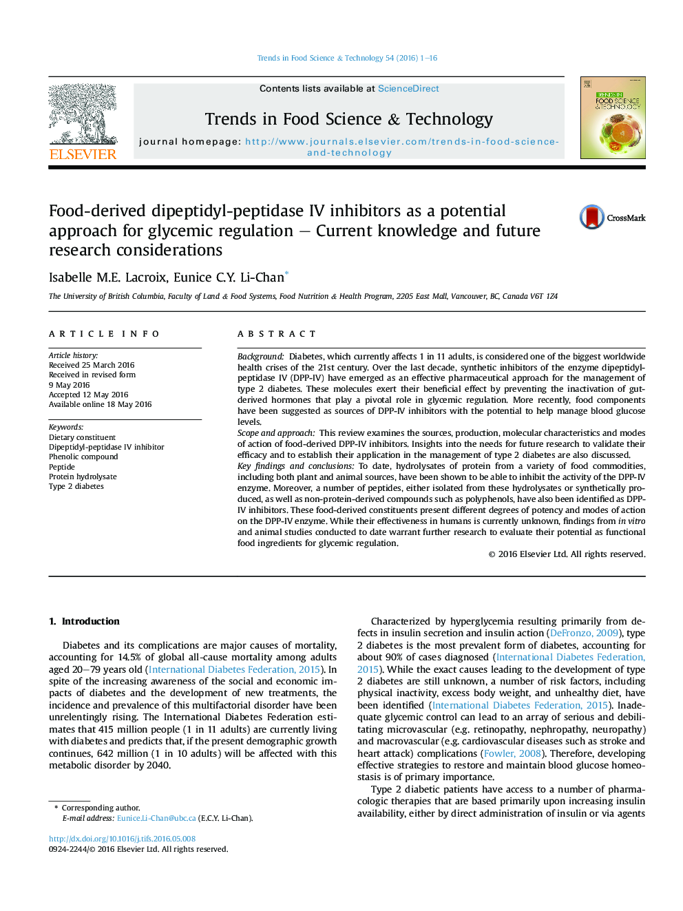 Food-derived dipeptidyl-peptidase IV inhibitors as a potential approach for glycemic regulation – Current knowledge and future research considerations