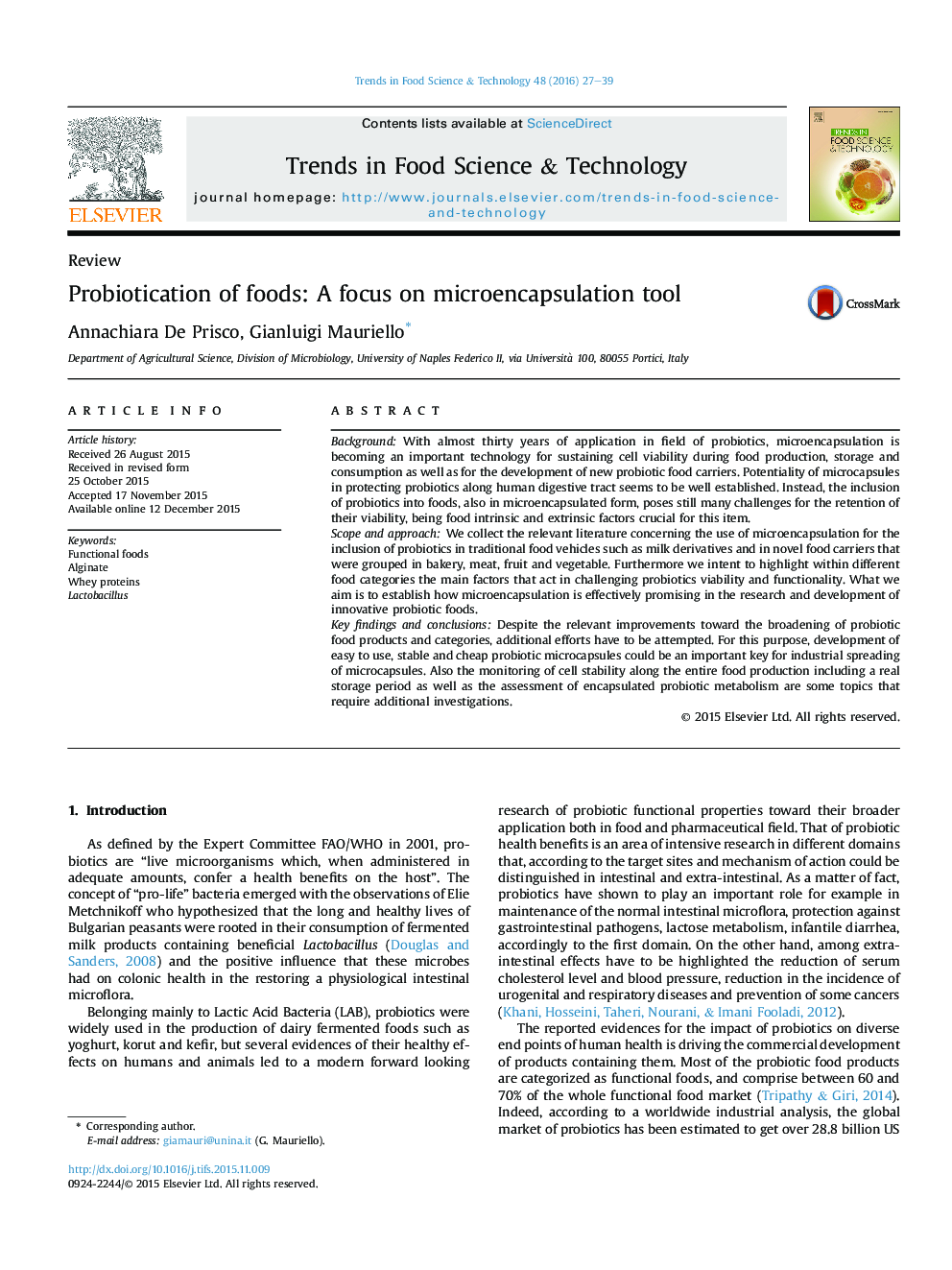 Probiotication of foods: A focus on microencapsulation tool