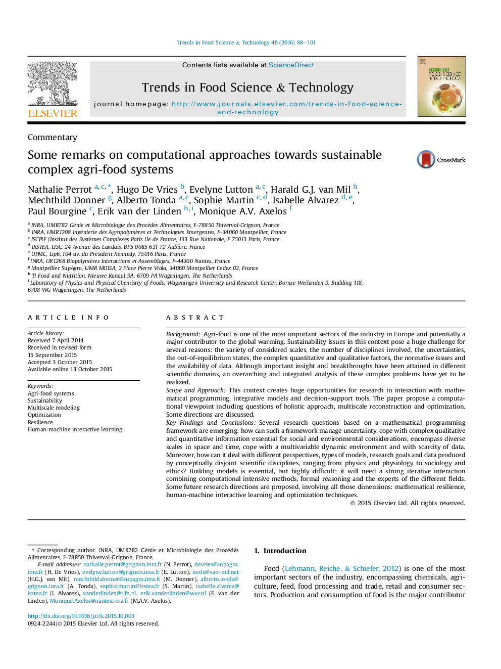 Some remarks on computational approaches towards sustainable complex agri-food systems