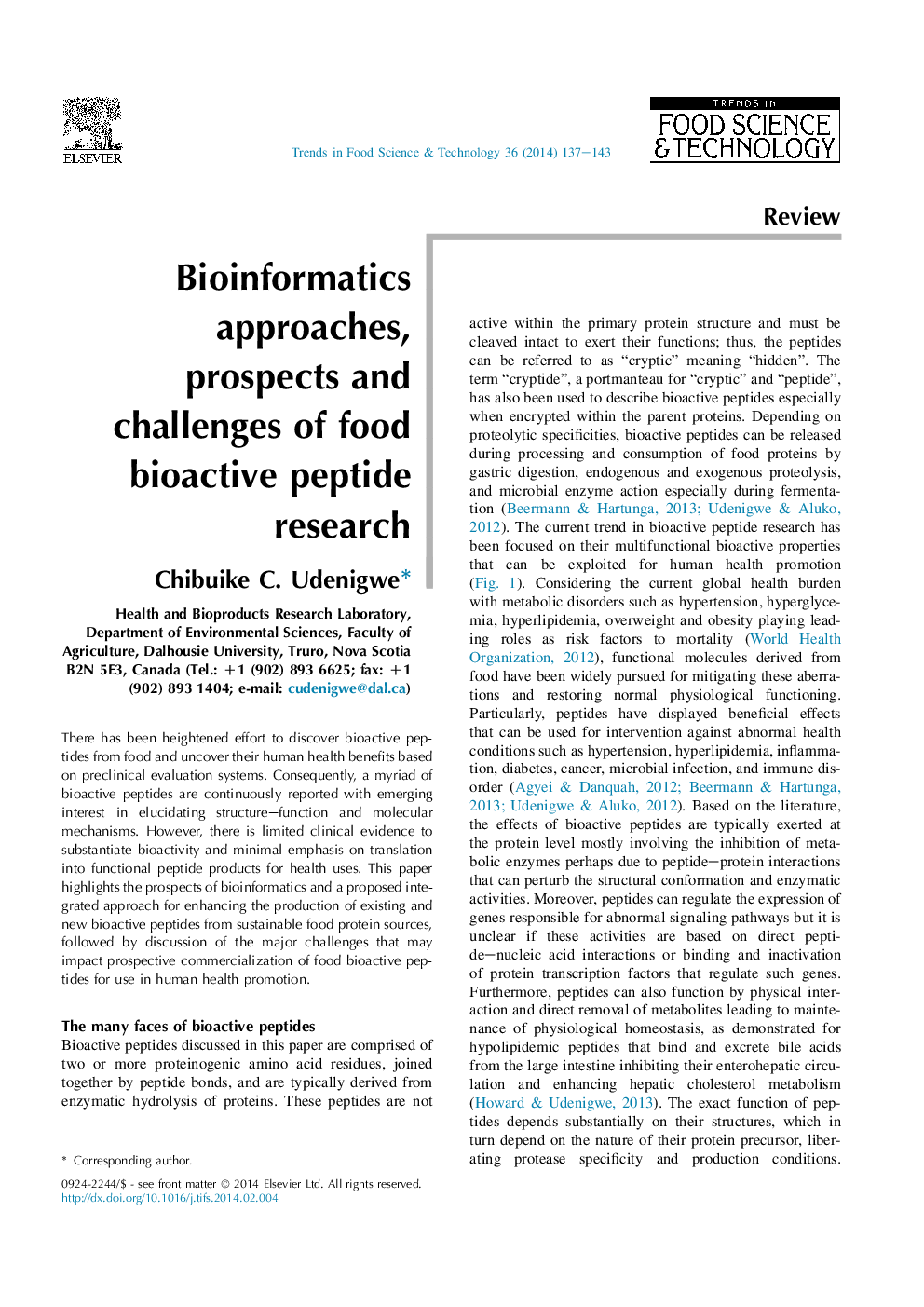 Bioinformatics approaches, prospects and challenges of food bioactive peptide research