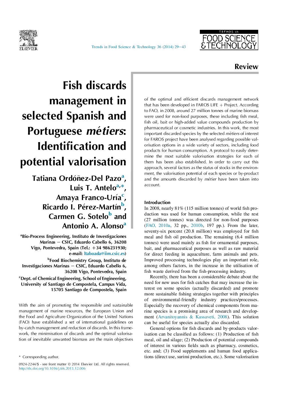 Fish discards management in selected Spanish and Portuguese métiers: Identification and potential valorisation