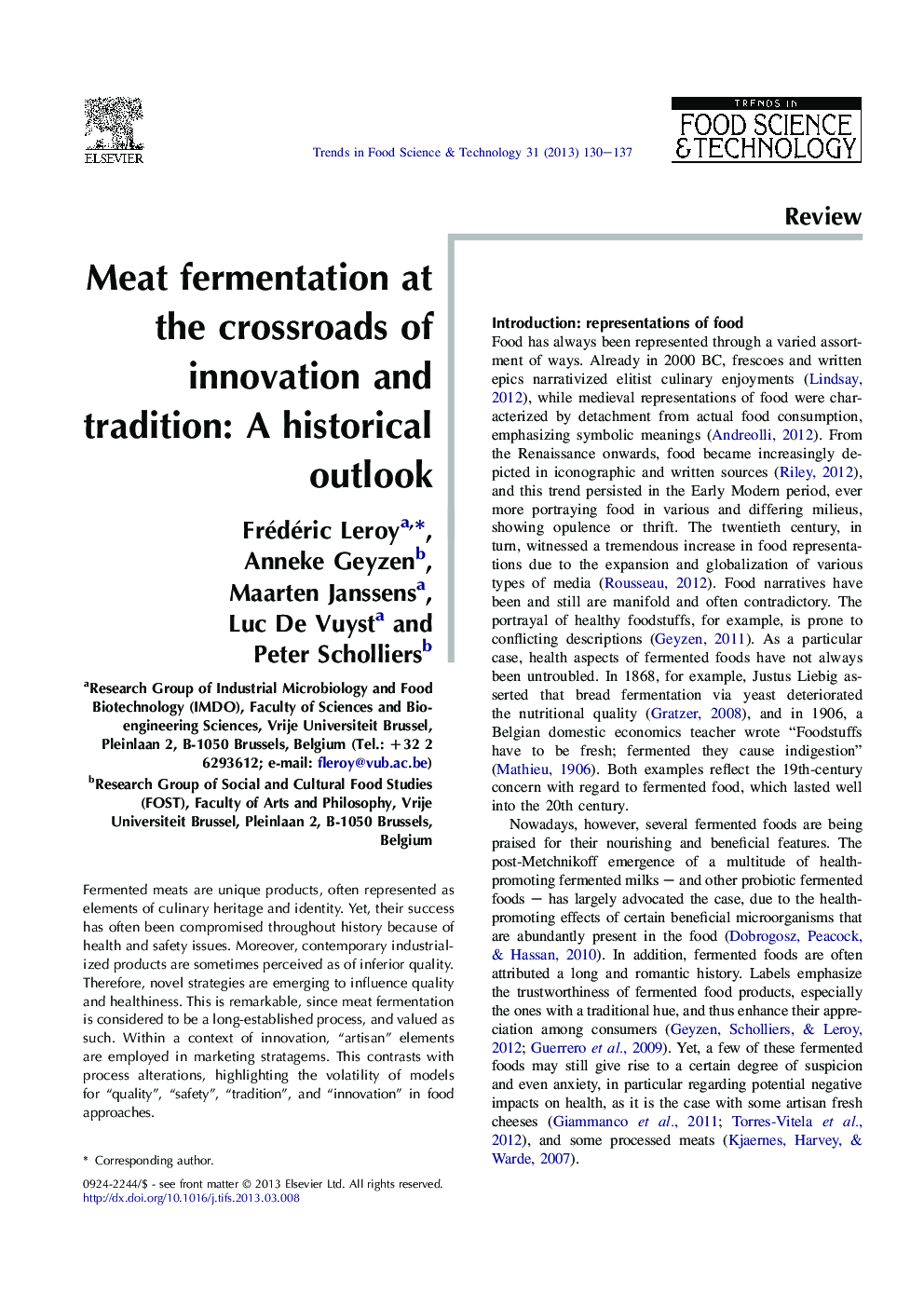 Meat fermentation at the crossroads of innovation and tradition: A historical outlook