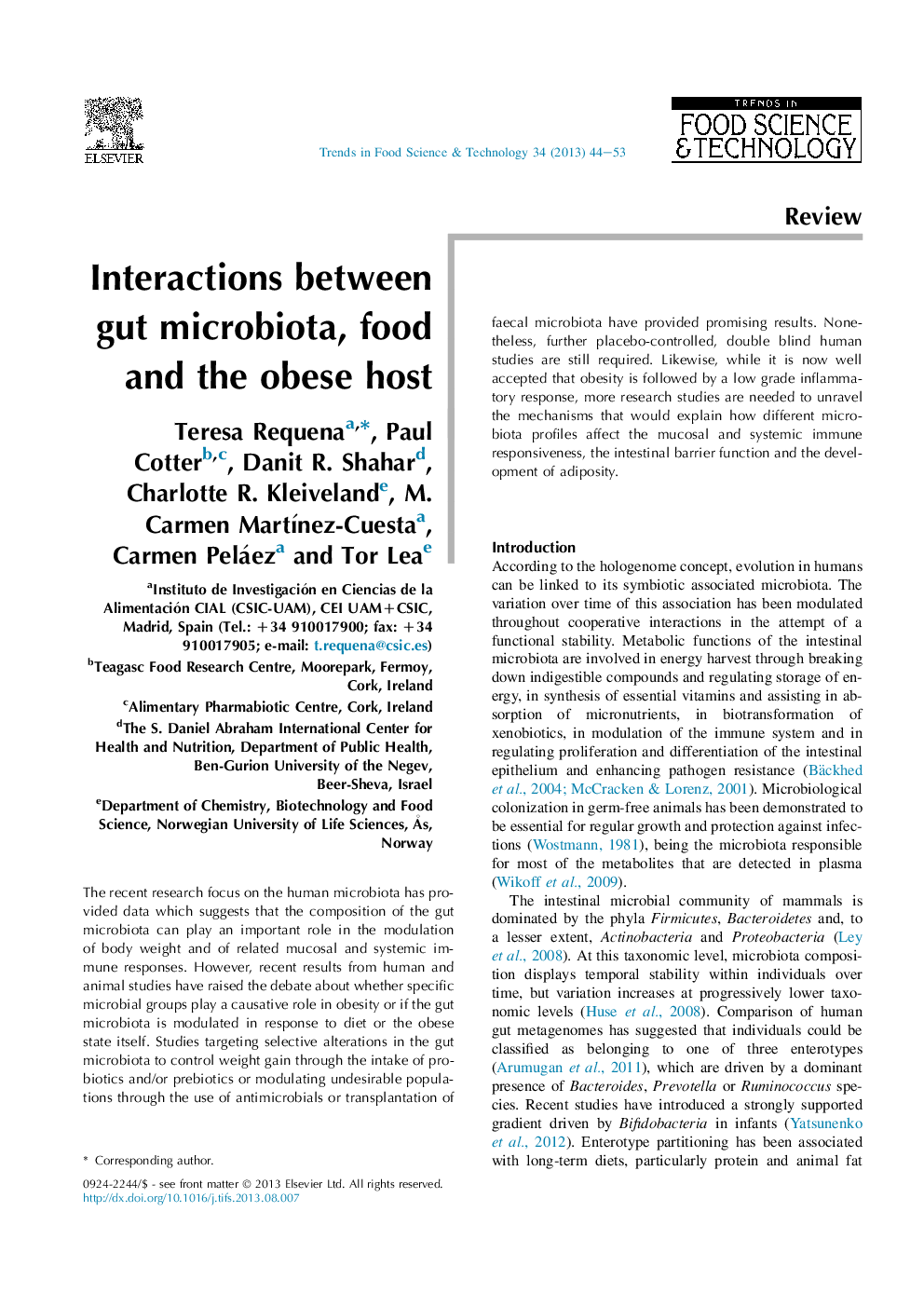 Interactions between gut microbiota, food and the obese host