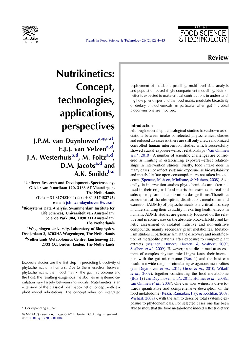Nutrikinetics: Concept, technologies, applications, perspectives