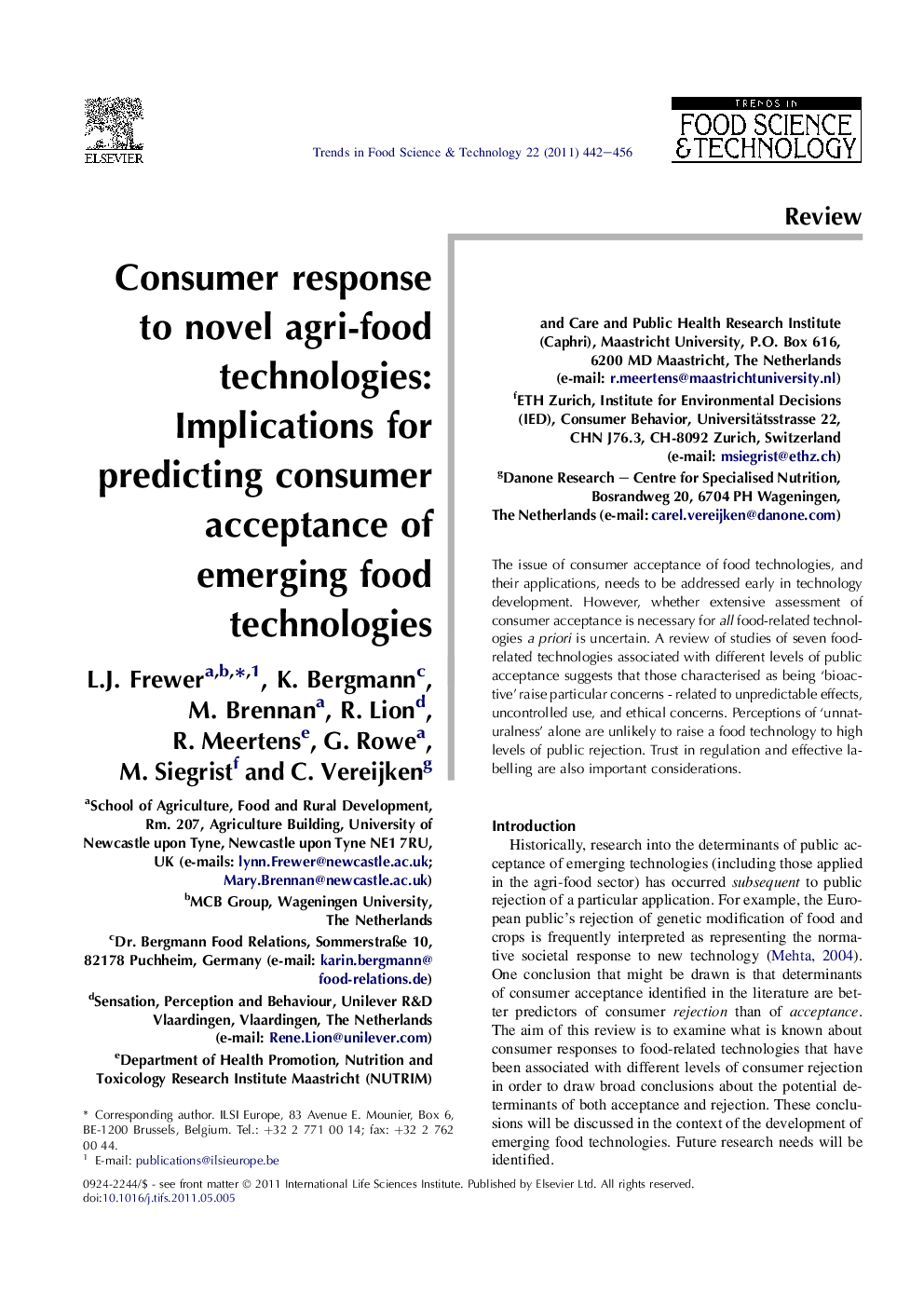 Consumer response to novel agri-food technologies: Implications for predicting consumer acceptance of emerging food technologies