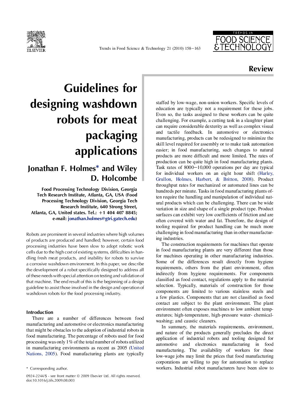 Guidelines for designing washdown robots for meat packaging applications