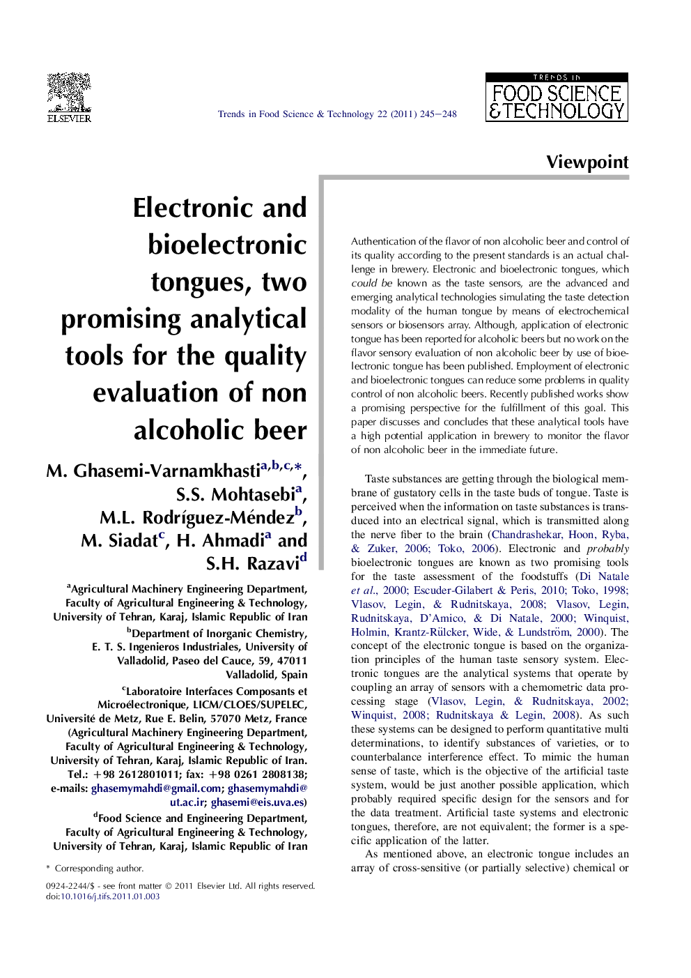 Electronic and bioelectronic tongues, two promising analytical tools for the quality evaluation of non alcoholic beer