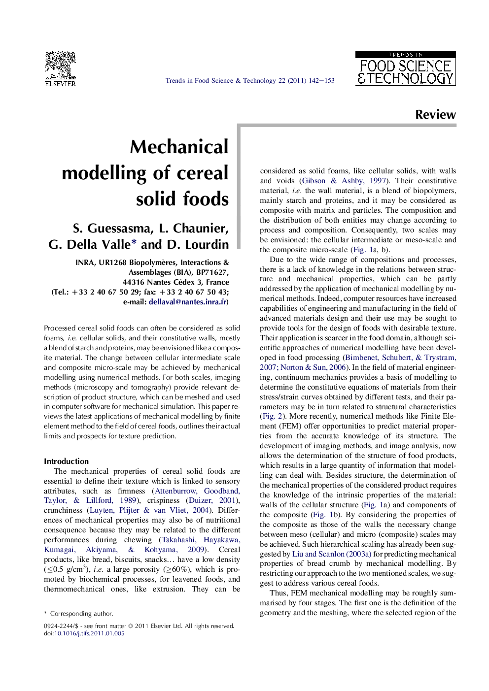 Mechanical modelling of cereal solid foods