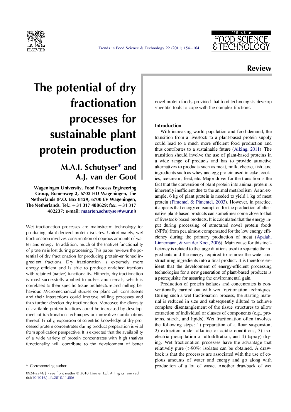 The potential of dry fractionation processes for sustainable plant protein production