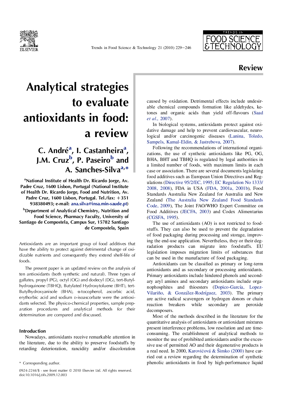 Analytical strategies to evaluate antioxidants in food: a review