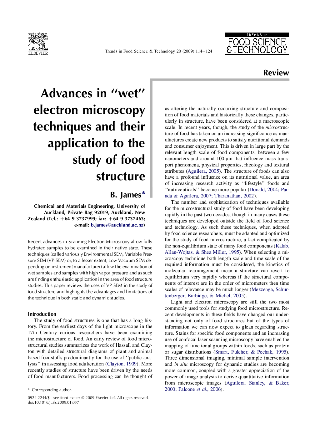 Advances in “wet” electron microscopy techniques and their application to the study of food structure