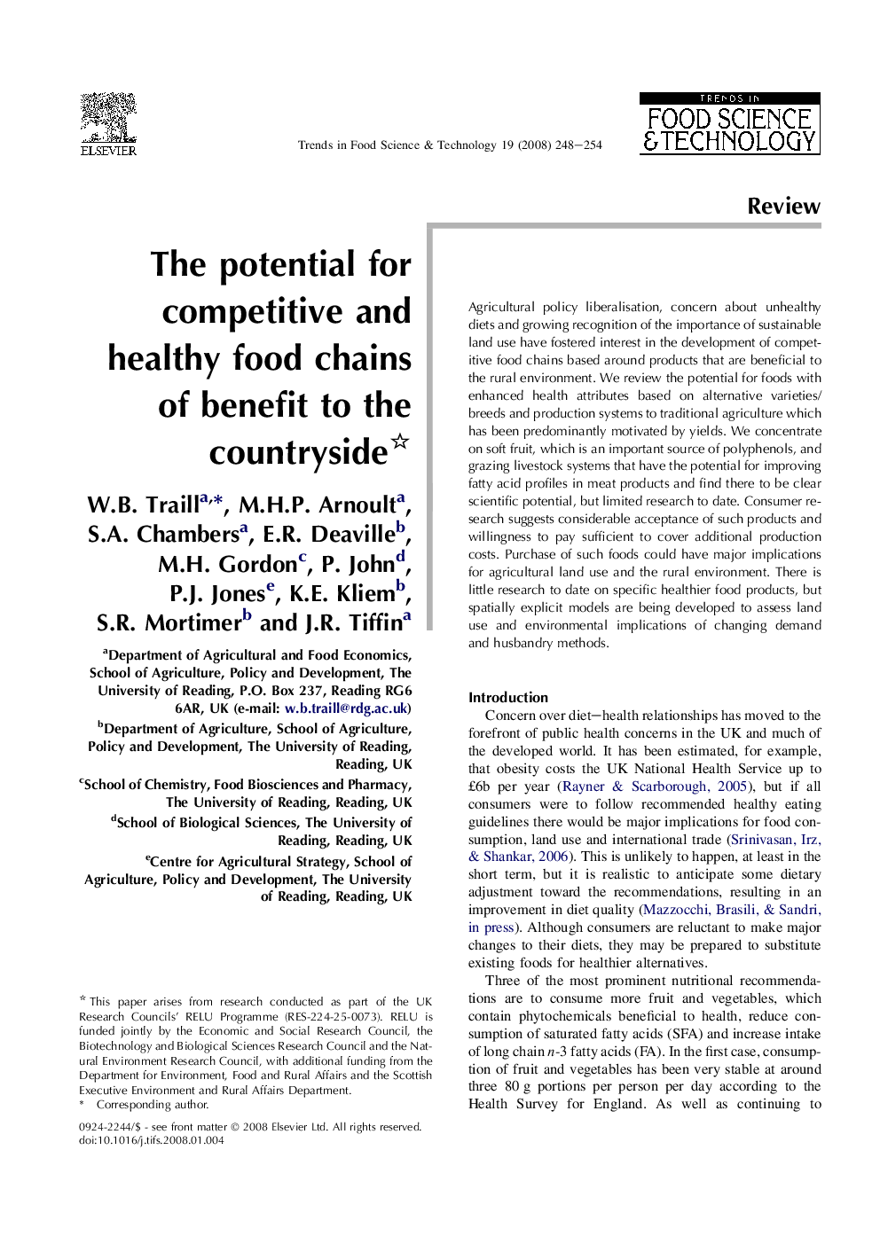 The potential for competitive and healthy food chains of benefit to the countryside 