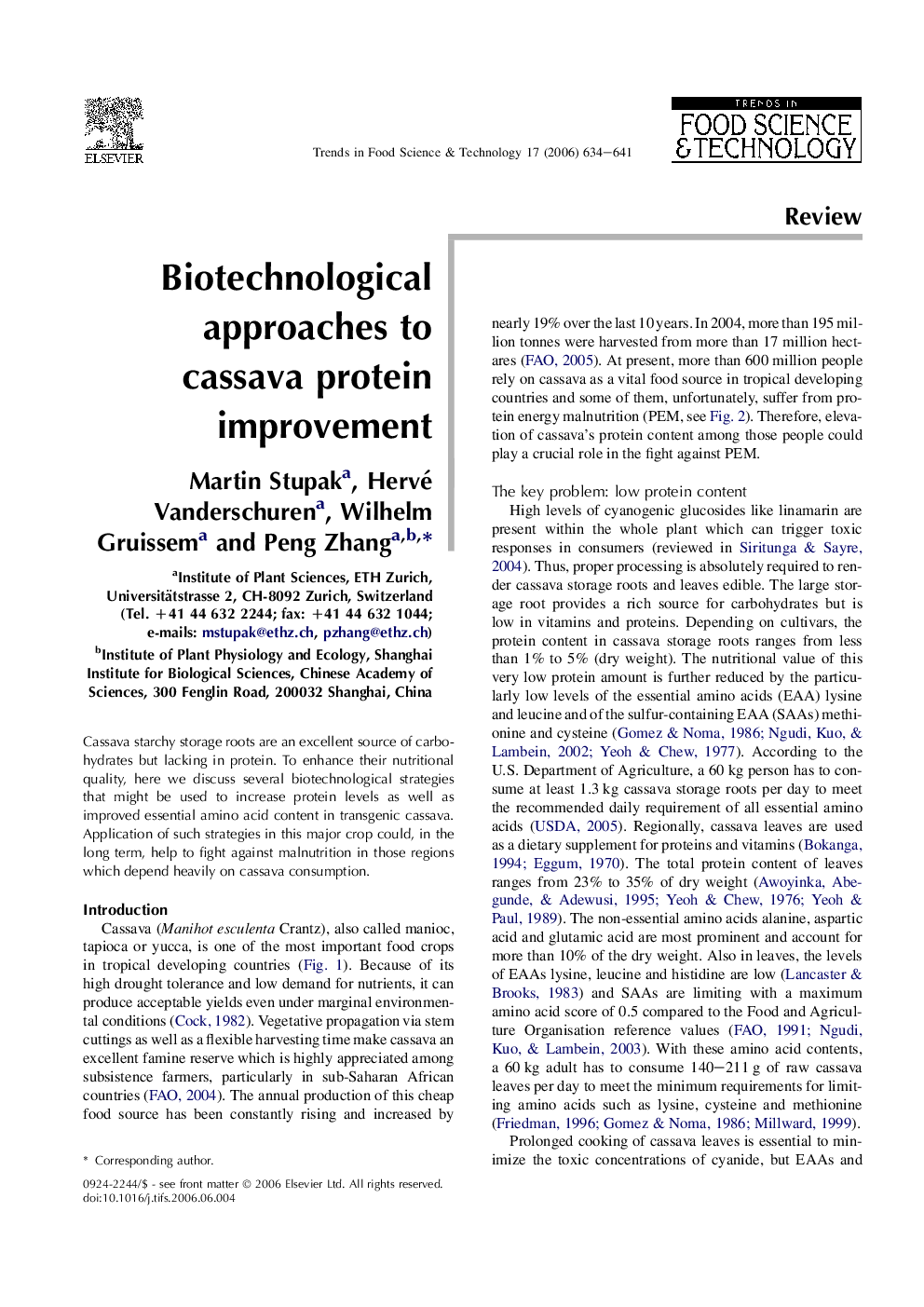 Biotechnological approaches to cassava protein improvement