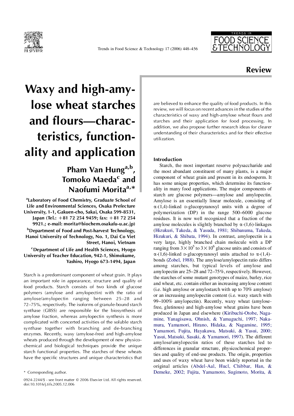 Waxy and high-amylose wheat starches and flours—characteristics, functionality and application